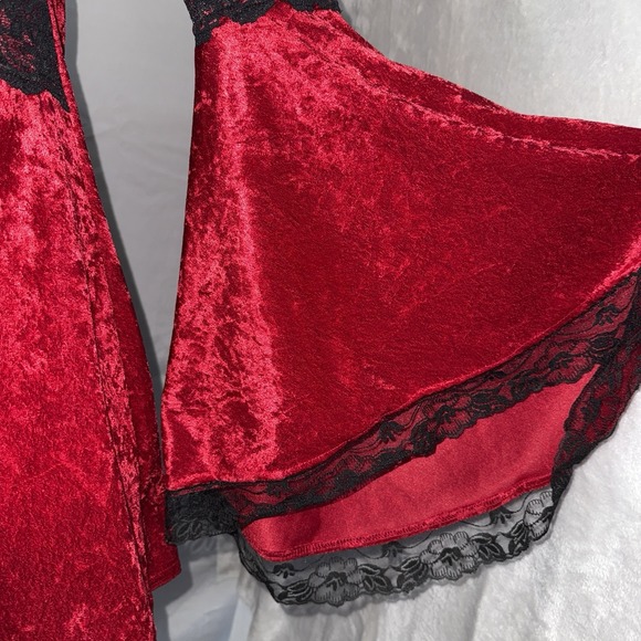 Lip Service Dress Women Large Velvet Lace Goth Renaissance Witch Vampy 90s Bell - Picture 5 of 15